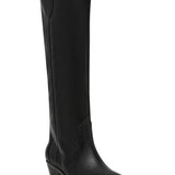 Black knee-high boot on a white background
