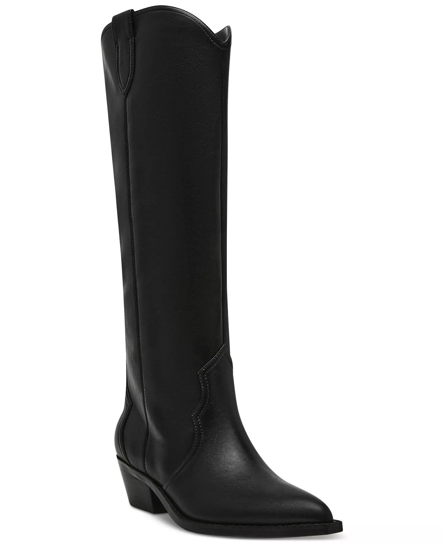 Black knee-high boot on a white background