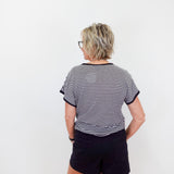 Cap Sleeve Striped Knit Sweater