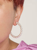 MEDIUM PEARL BEADED HOOPS