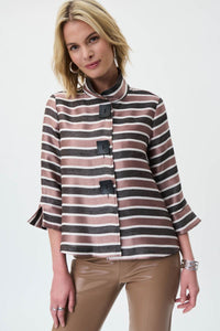 STRIPED BUTTON FRONT JACKET