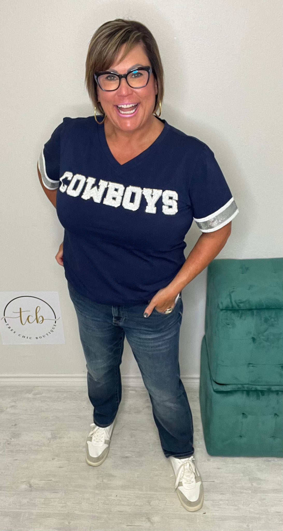 DALLAS COWBOY SPARKLE TEE – TresChicTexas