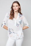 PRINTED ROLL UP SLEEVE BLOUSE