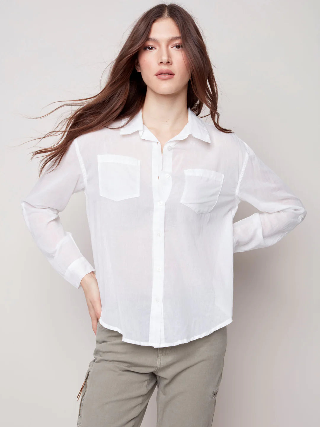 COTTON VOILE BUTTON DOWN SHIRT – TresChicTexas