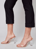 SOLID PULL-ON STRETCH CROPPED CUFFED PANT